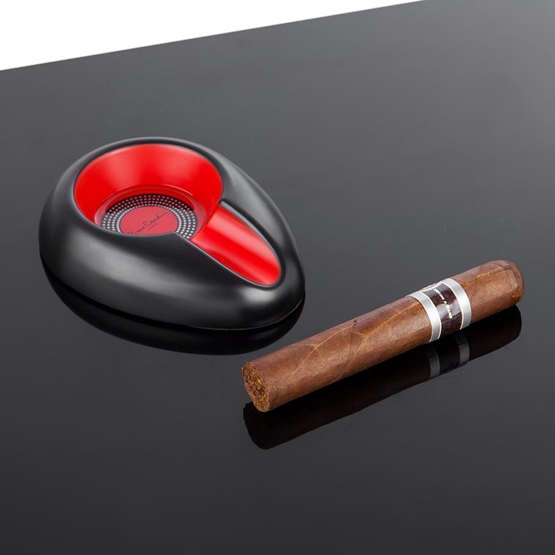 SMOKER ACCESSORIES - Cigarette accessories - Ashtray - Cendrier poussoir  Noir &Chrome TAB-06008