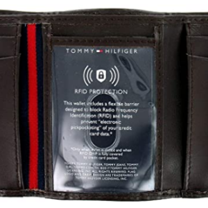 Tommy Hilfiger brown leather trifold wallet for men