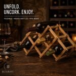 BOURATI Foldable Wine Rack made from pine wood for six bottles
