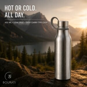 BOURATI Insulated Vacuum Flask 450ml in matt silver