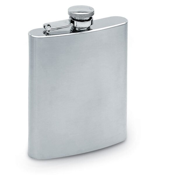 Matt silver BOURATI Slim Hip Flask made from durable metal