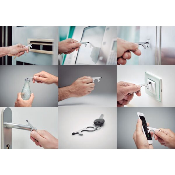 Touch-free key-ring tool with stylus and opener, Bourati B-MO6133