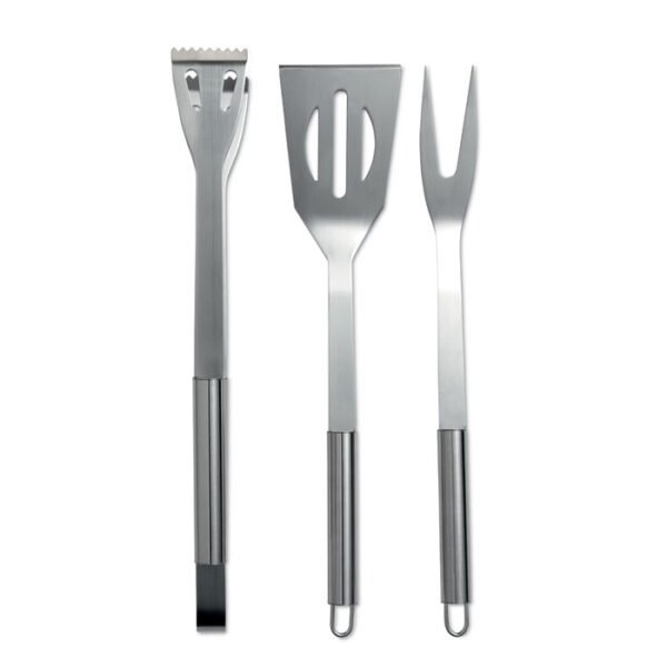 BOURATI Barbecue Tool Set with stainless steel spatula, tongs and fork