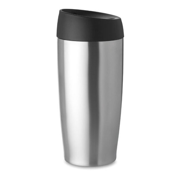 Double-wall stainless steel travel mug with secure PP lid
