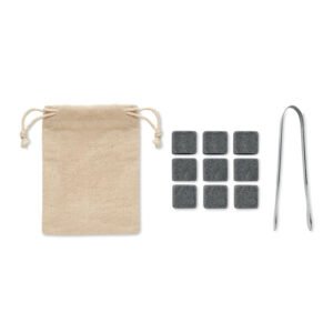 BOURATI Whiskey Stone Set with nine reusable cubes and tongs
