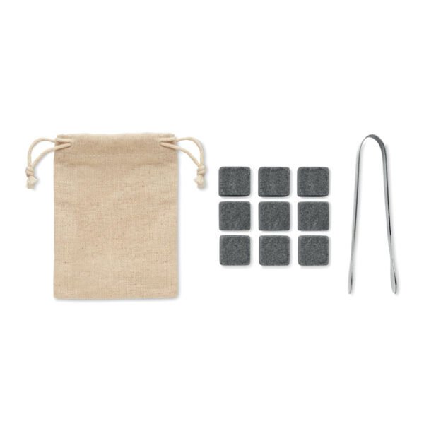 BOURATI Whiskey Stone Set with nine reusable cubes and tongs