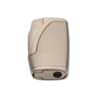 “Close-up of Pierre Cardin silver double-jet lighter with built-in punch”