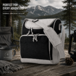 BOURATI 13L Cooler Bag in black and grey with front pocket
