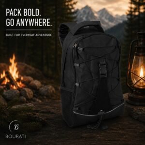 BOURATI 600D Polyester Backpack with contrasting front cords