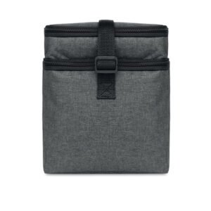 Grey insulated cooler bag with adjustable shoulder strap