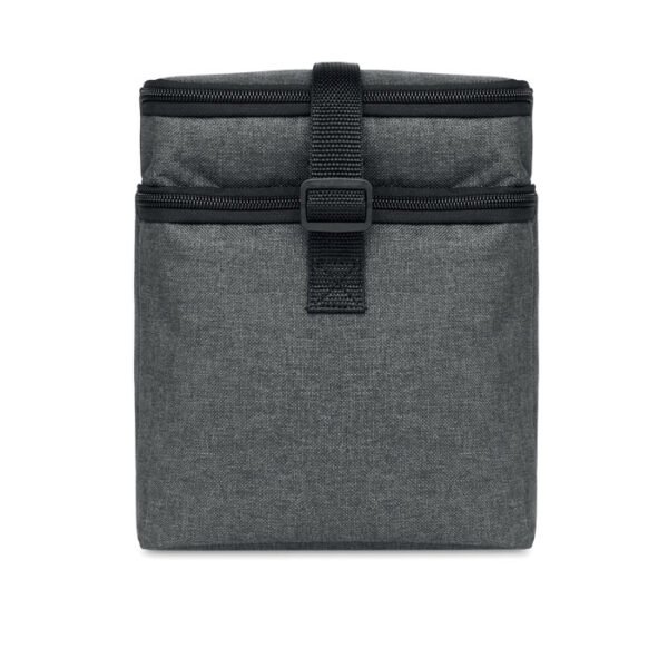 Grey insulated cooler bag with adjustable shoulder strap