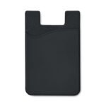 Black silicone phone card holder with adhesive back