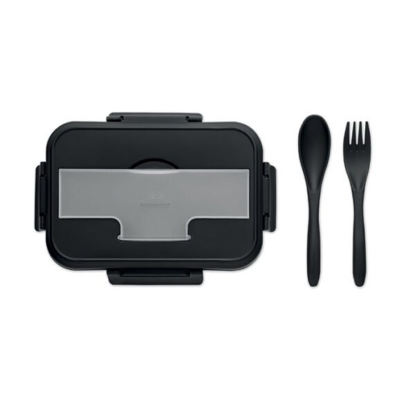 Reusable lunch container with two stacked food compartments