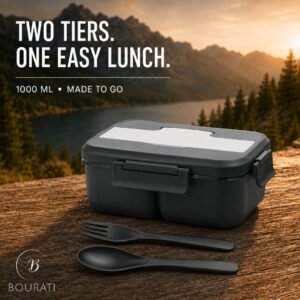 BOURATI Two-Tier Lunchbox in black with 1000ml capacity