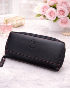 Handmade Bourati Italian leather wallet for women – dark blue