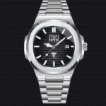 Time Level black watch with sunburst dial