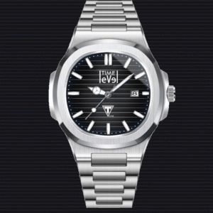 Time Level black watch with sunburst dial