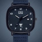 T One Time Level 006 Blue Watch with Japanese Datejust movement and blue leather strap