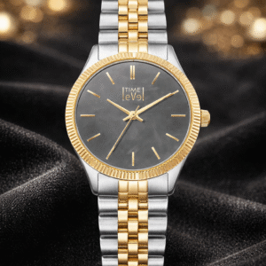 Time Level black dial two tone luxury watch