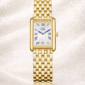 Time Level rectangular gold watch Roman numerals
